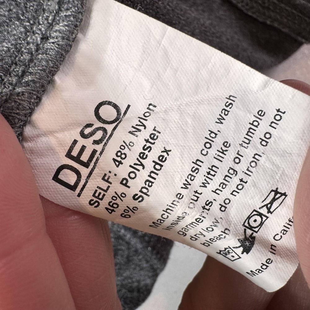 DESO Hoodie Womens Large Gray Lightweight Pullover Longline Wrap Hem Made USA - Picture 6 of 9